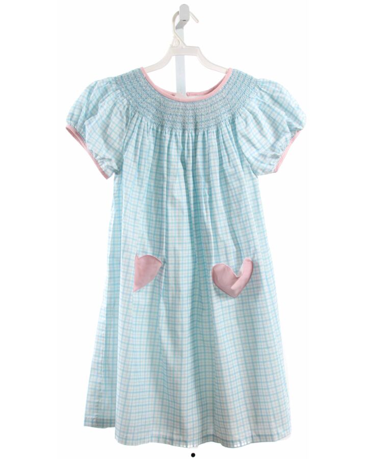 DONDOLO  BLUE  PLAID SMOCKED DRESS