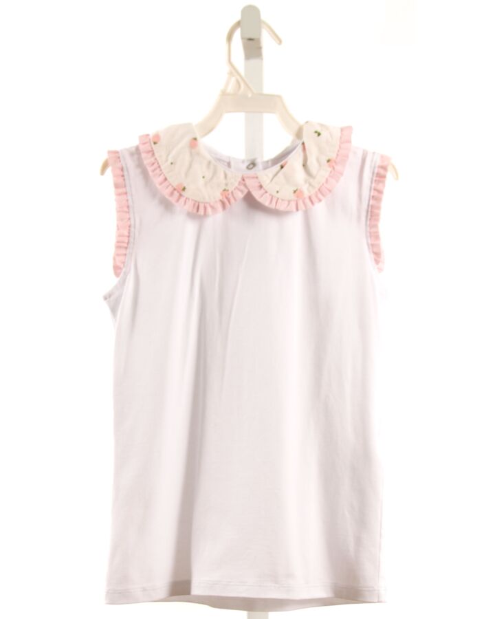 SAL & PIMENTA  WHITE KNIT   SLEEVELESS SHIRT WITH RUFFLE
