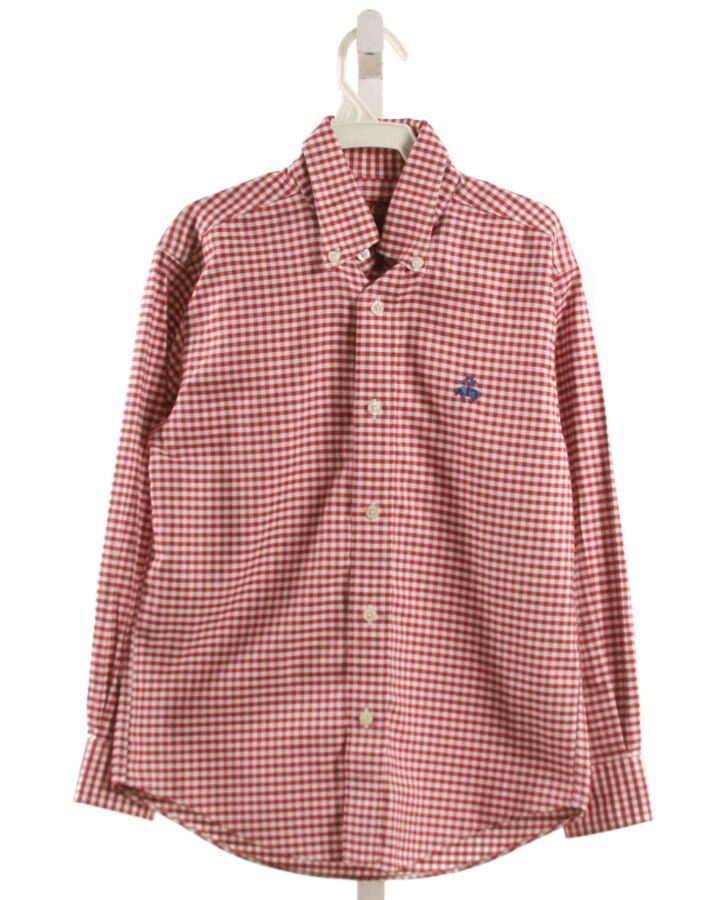 BROOKS BROTHERS  MAROON  GINGHAM  DRESS SHIRT