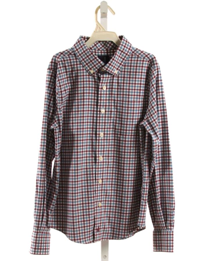 JOHNNIE-O  MAROON  PLAID  DRESS SHIRT