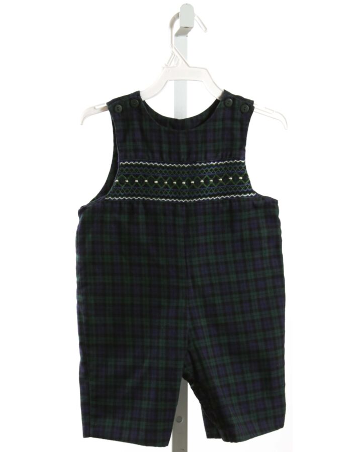 ANAVINI  FOREST GREEN  PLAID SMOCKED JON JON