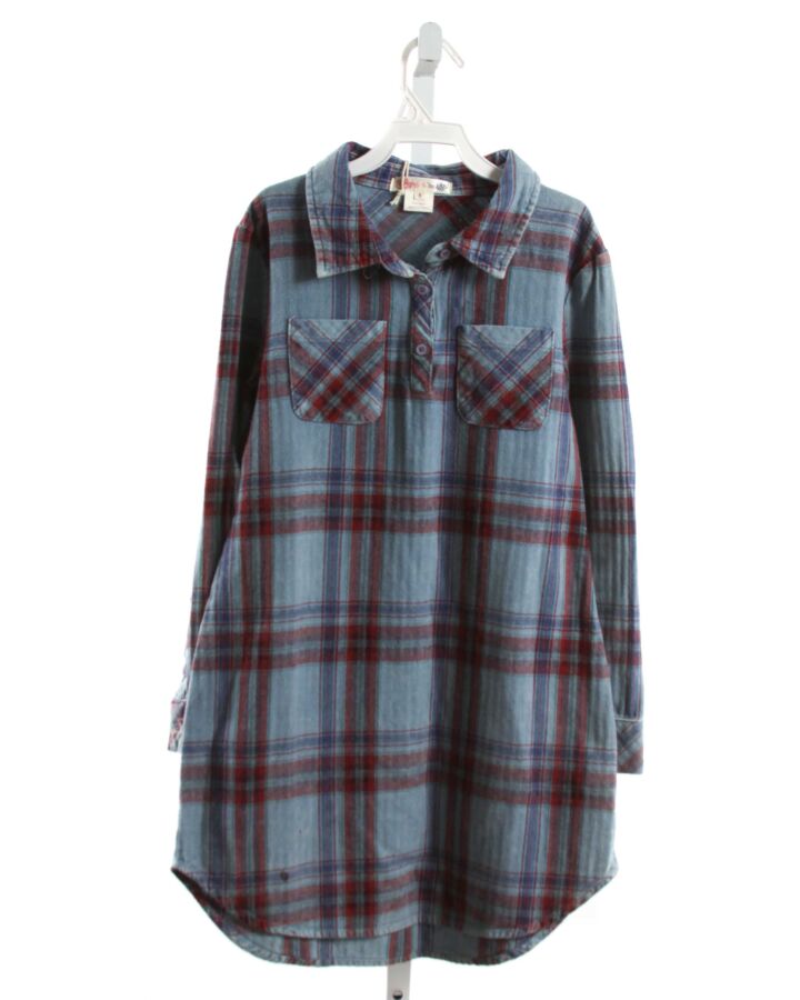 RAGDOLL & ROCKETS  BLUE FLANNEL PLAID  DRESS