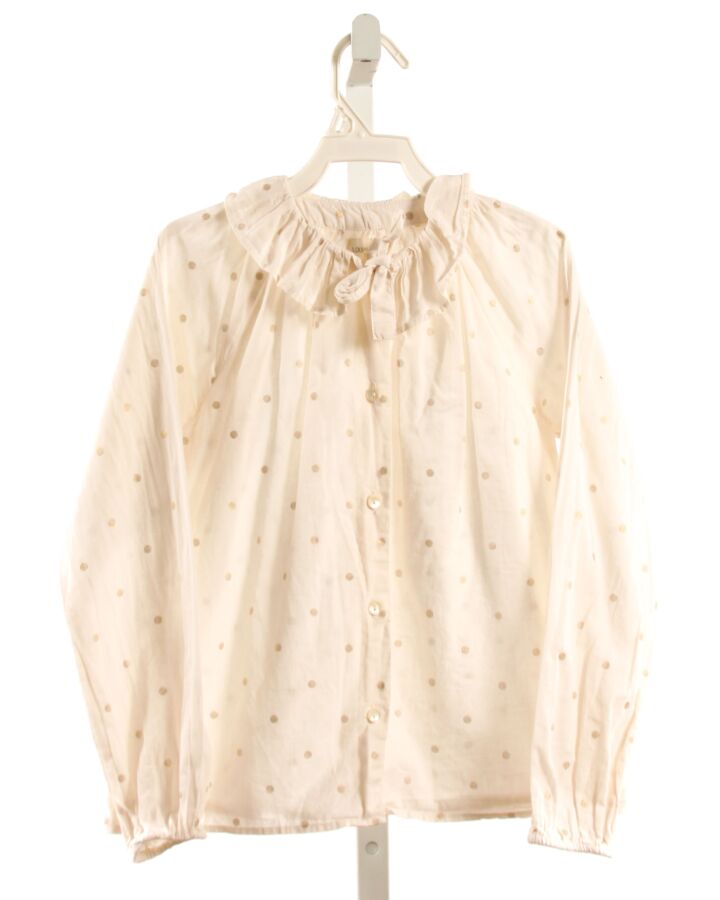 LOUIS LOUISE  CREAM  POLKA DOT  DRESS SHIRT WITH RUFFLE