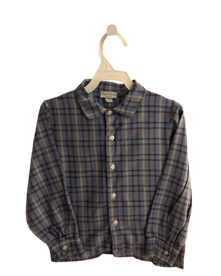 PAPO D'ANJO  BLUE  PLAID  DRESS SHIRT