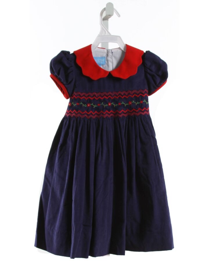 ANAVINI  NAVY CORDUROY  SMOCKED DRESS