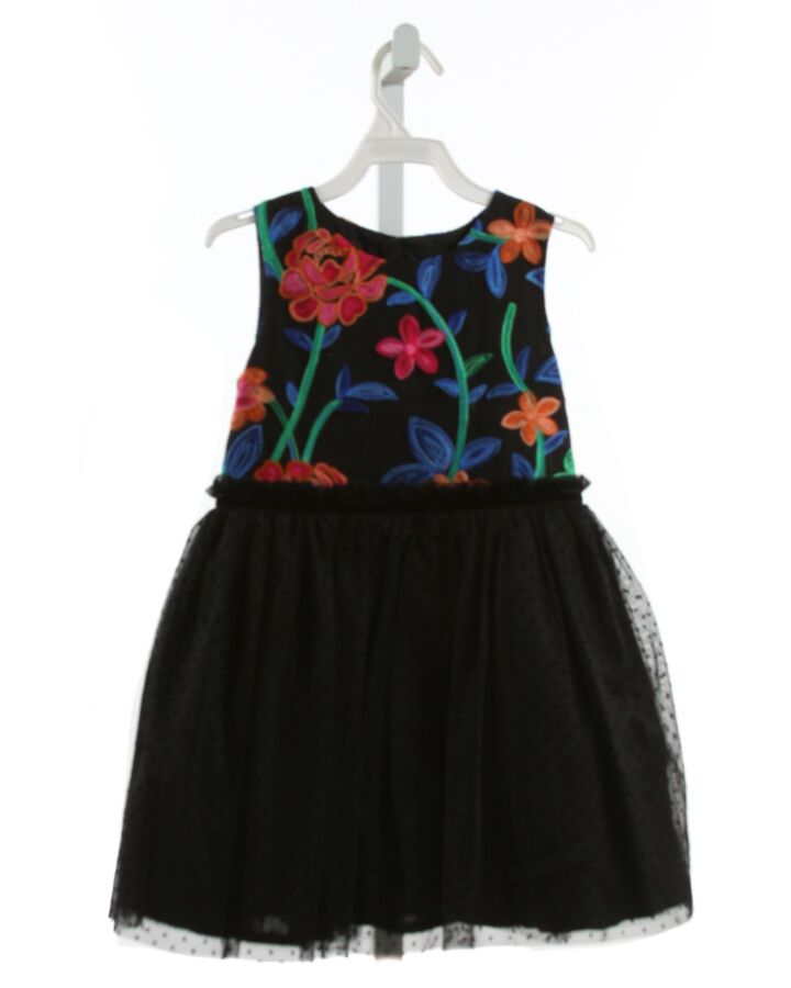 LULI & ME  BLACK TULLE FLORAL EMBROIDERED PARTY DRESS