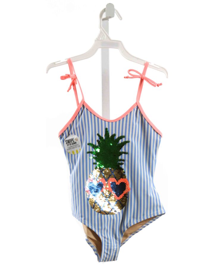 SHADE CRITTERS  BLUE  STRIPED SEQUINED 1-PIECE SWIMSUIT