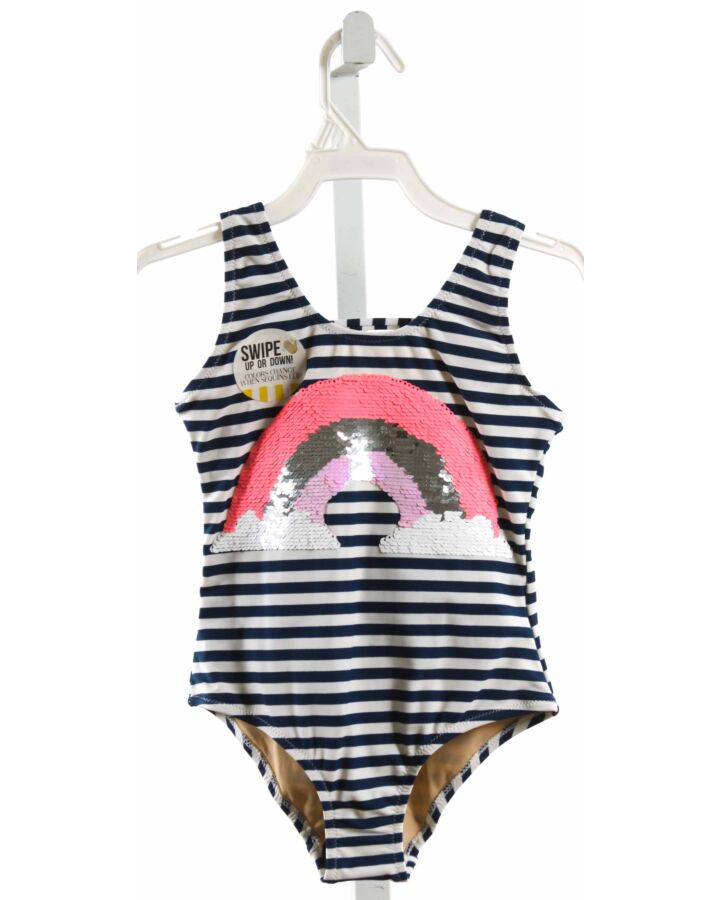 SHADE CRITTERS  NAVY  STRIPED SEQUINED 1-PIECE SWIMSUIT