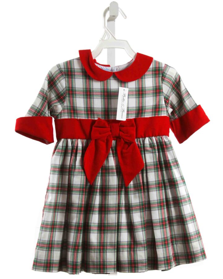 BELLA BLISS  GREEN  PLAID  DRESS WITH BOW