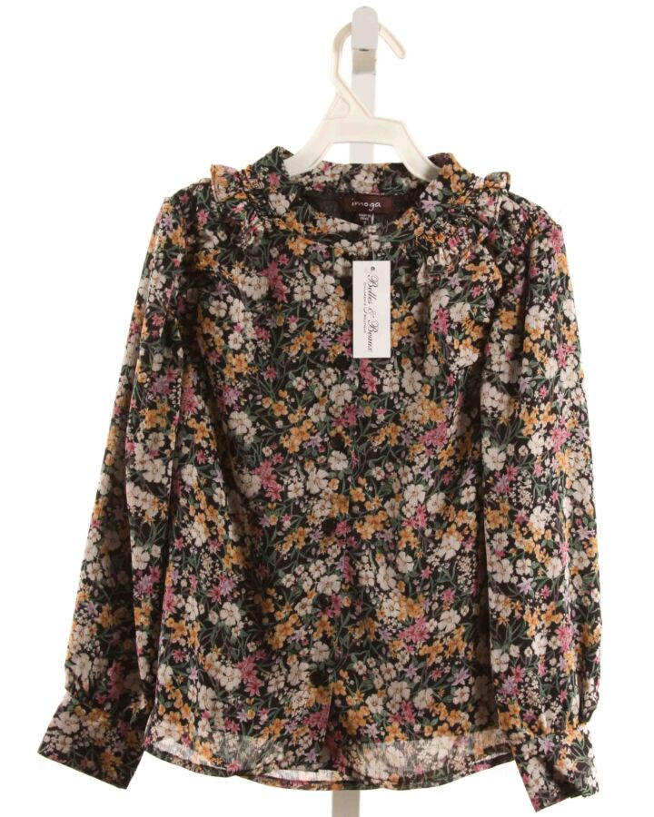 IMOGA  BLACK  FLORAL  DRESS SHIRT