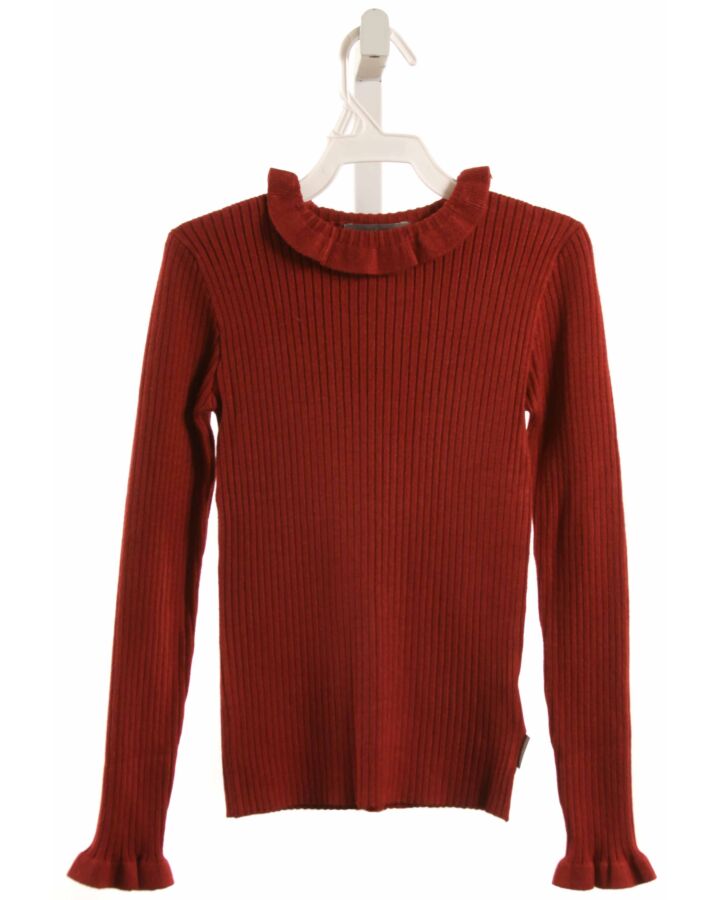 CREAMIE  MAROON    KNIT LS SHIRT WITH RUFFLE