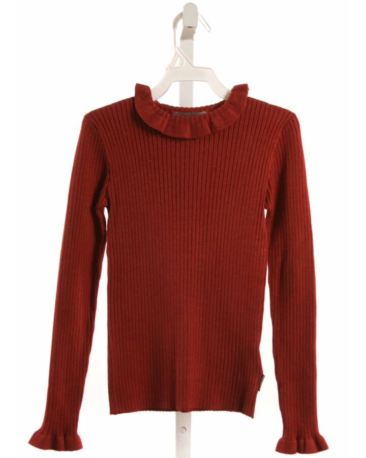 CREAMIE  MAROON    KNIT LS SHIRT WITH RUFFLE