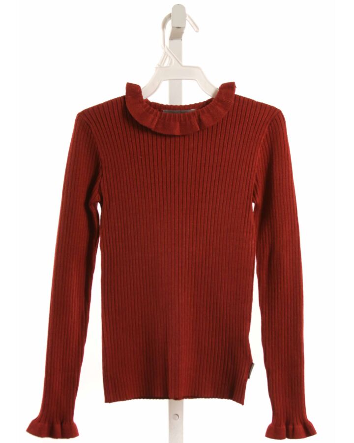 CREAMIE  MAROON    KNIT LS SHIRT WITH RUFFLE