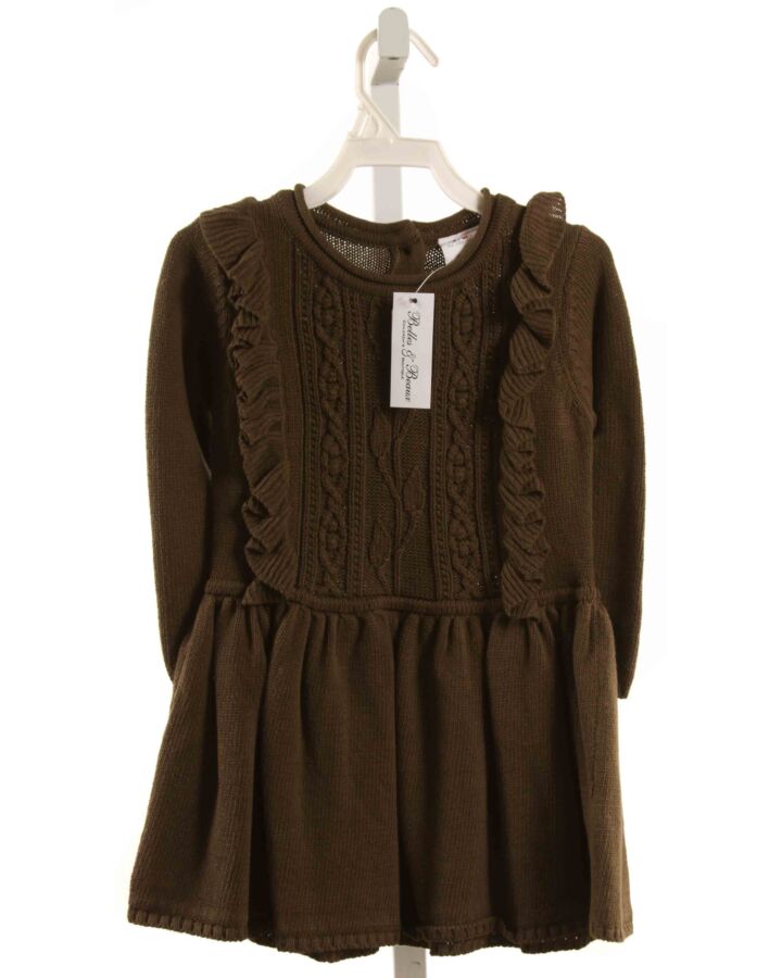 CARTWHEELS BY CHARLIE PAIGE  FOREST GREEN    KNIT DRESS WITH RUFFLE