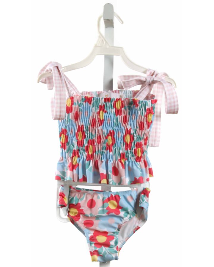 SAL & PIMENTA  MULTI-COLOR  FLORAL SMOCKED 2-PIECE SWIMSUIT