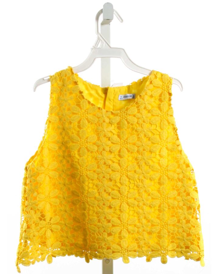 MAYORAL  YELLOW EYELET FLORAL  SLEEVELESS SHIRT