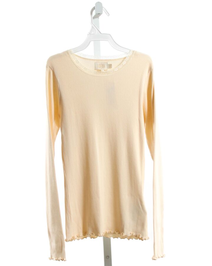 CREAMIE  CREAM    KNIT LS SHIRT WITH LACE TRIM
