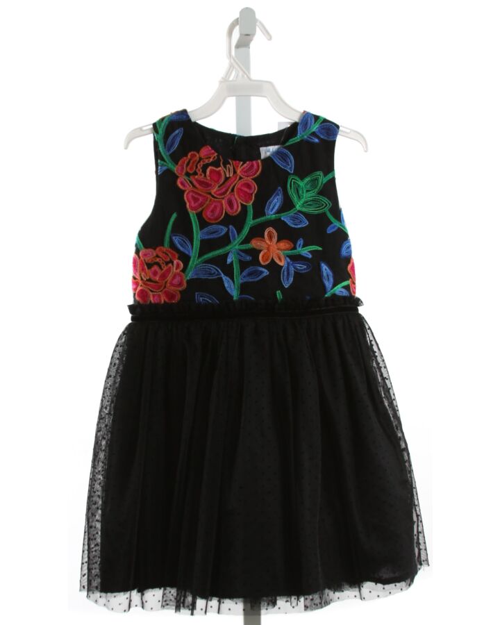 LULI & ME  BLACK TULLE FLORAL EMBROIDERED PARTY DRESS