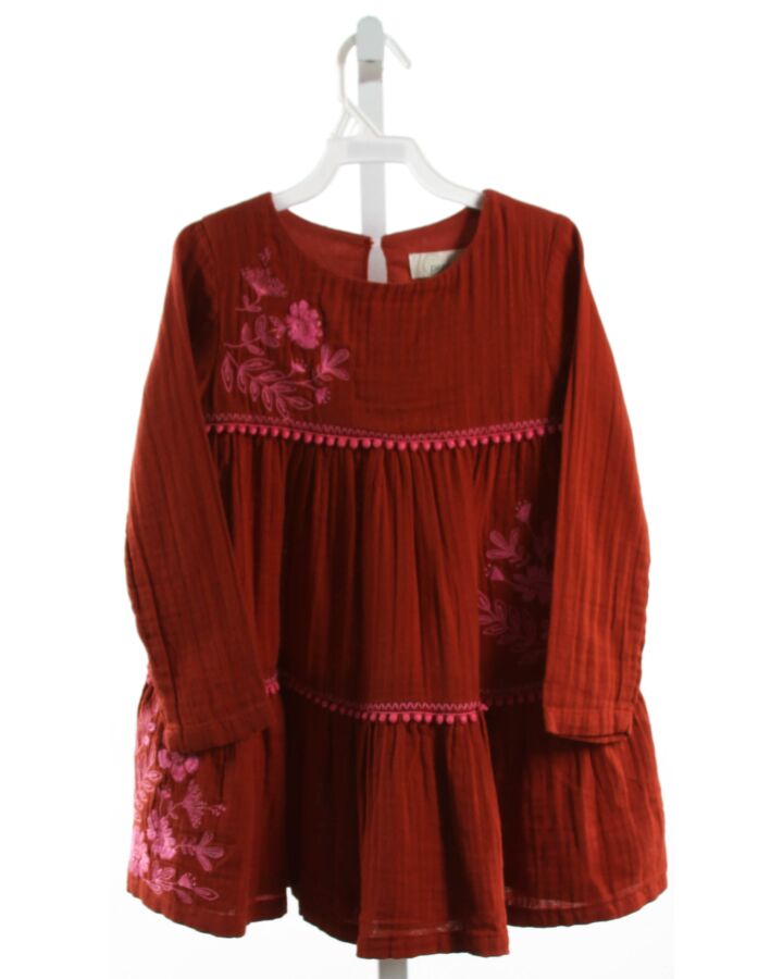 PEEK  MAROON  FLORAL EMBROIDERED DRESS