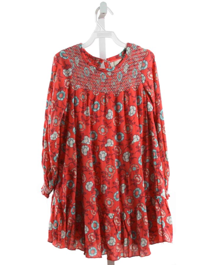 PEEK  RED  FLORAL SMOCKED DRESS