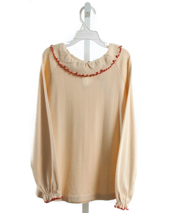 LALI  IVORY    KNIT LS SHIRT WITH RUFFLE