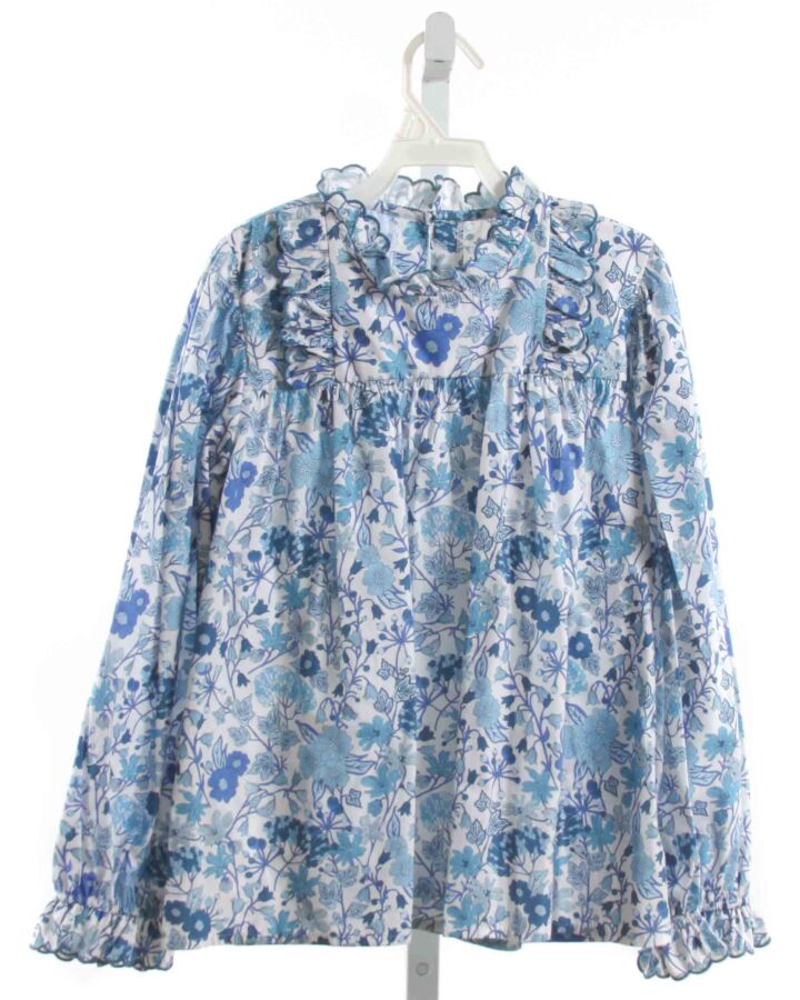 BELLA BLISS  BLUE  FLORAL  DRESS SHIRT WITH RUFFLE