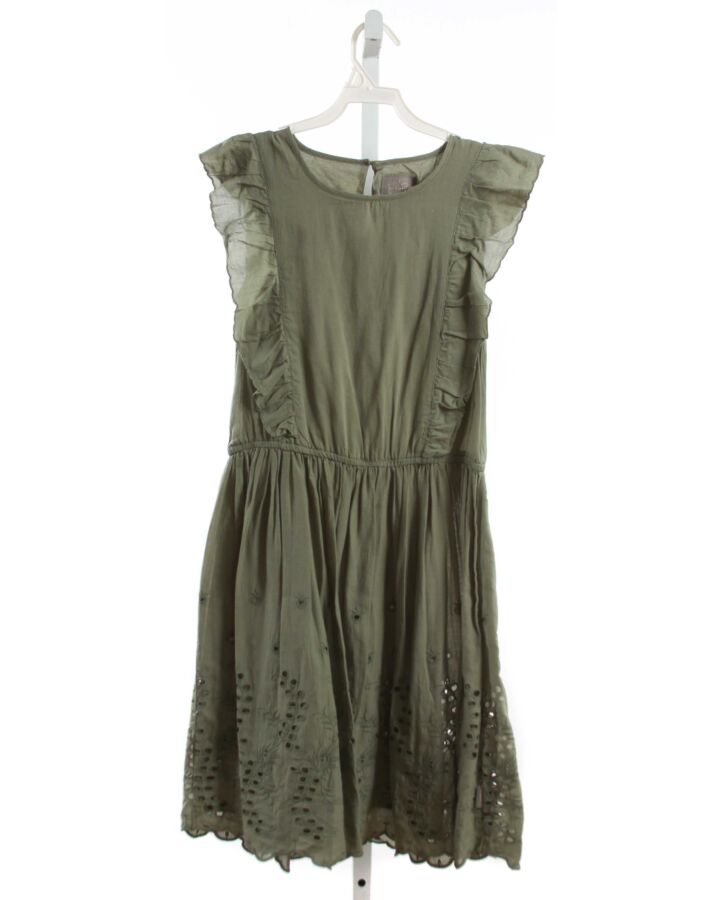 CREAMIE  FOREST GREEN    DRESS WITH EYELET TRIM