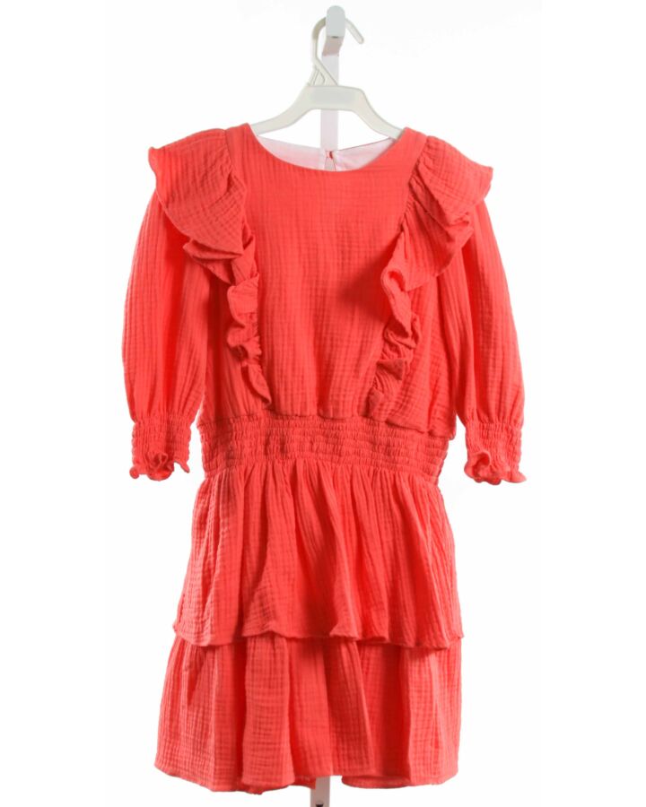 GABBY  RED   SMOCKED DRESS WITH RUFFLE