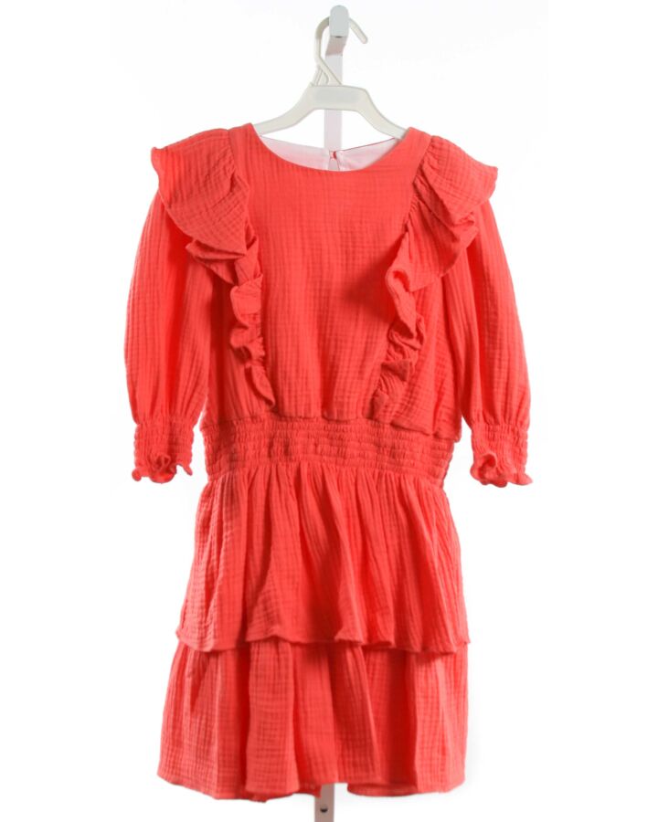 GABBY  RED   SMOCKED DRESS WITH RUFFLE