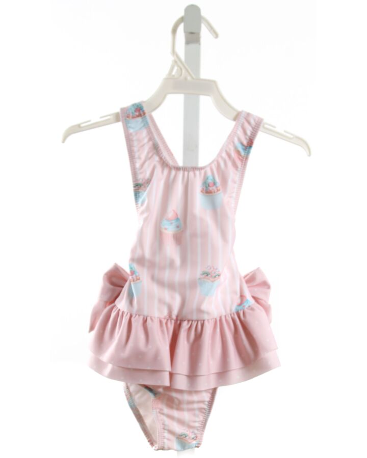 SAL & PIMENTA  PINK  STRIPED  1-PIECE SWIMSUIT WITH BOW