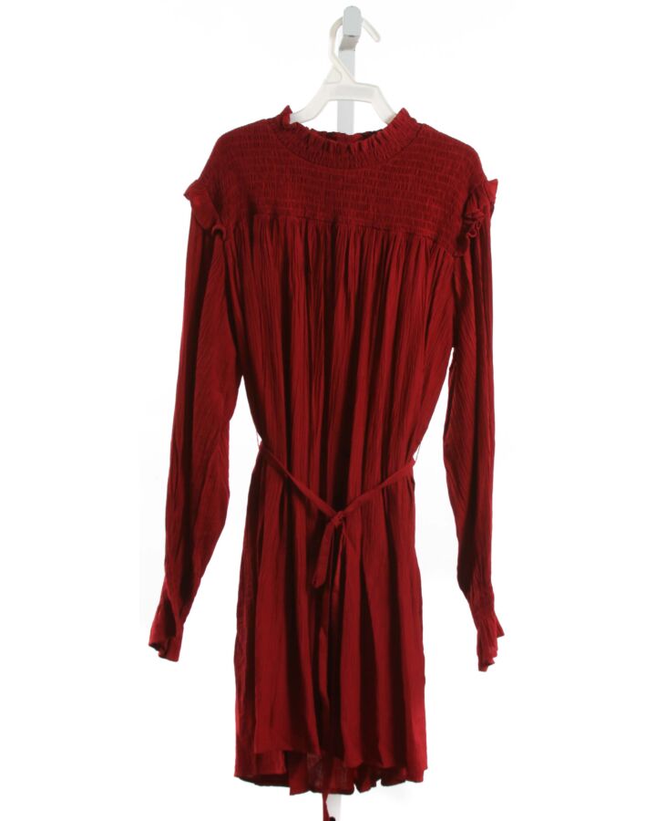 PLEAT  RED   SMOCKED DRESS