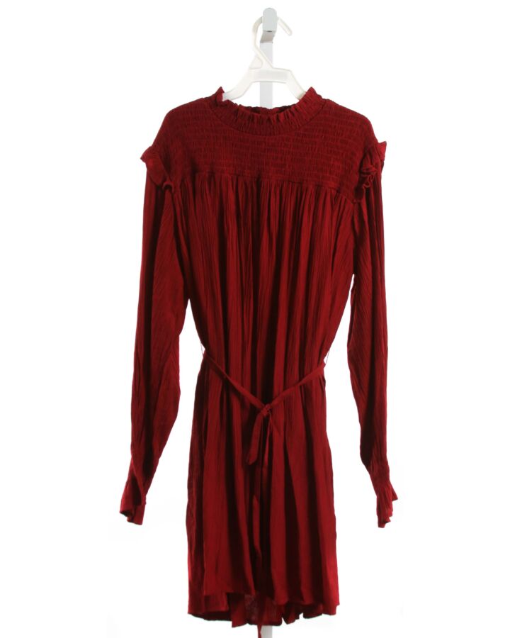 PLEAT  RED   SMOCKED DRESS