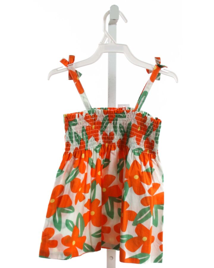 BISBY BY LITTLE ENGLISH  ORANGE  FLORAL SMOCKED SLEEVELESS SHIRT