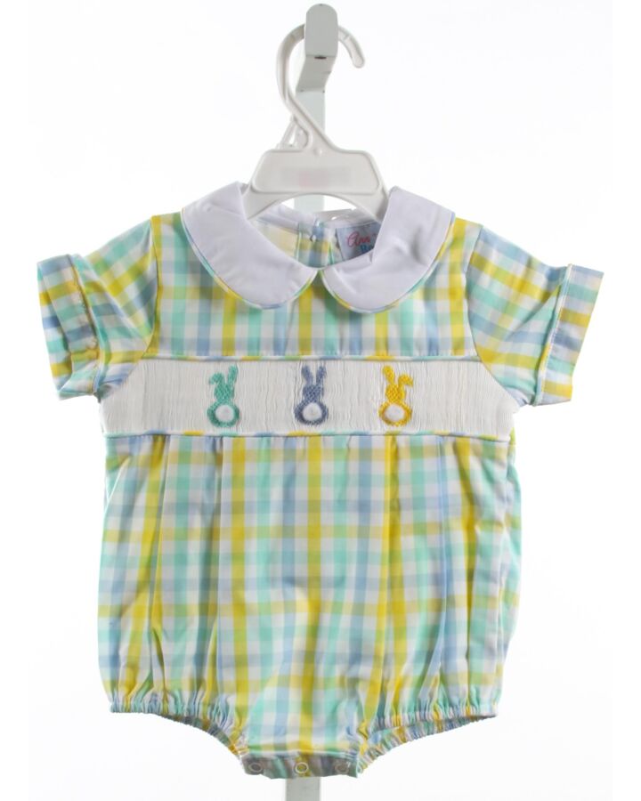 ANN + REEVES  YELLOW  PLAID SMOCKED BUBBLE