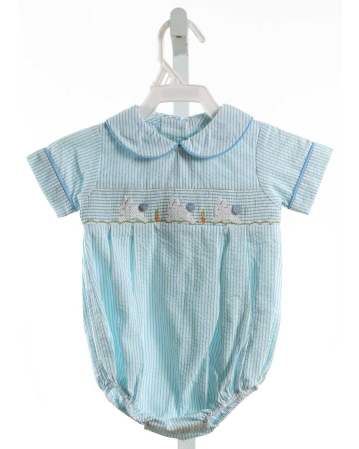 ZUCCINI  AQUA SEERSUCKER STRIPED SMOCKED BUBBLE