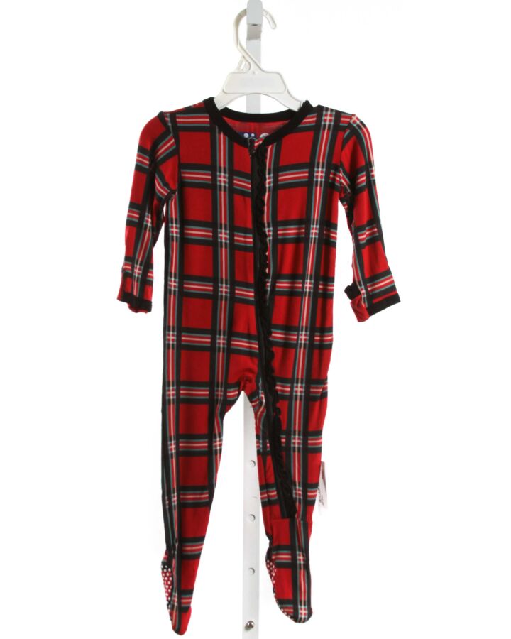KICKEE PANTS  RED  PLAID  LAYETTE WITH RUFFLE