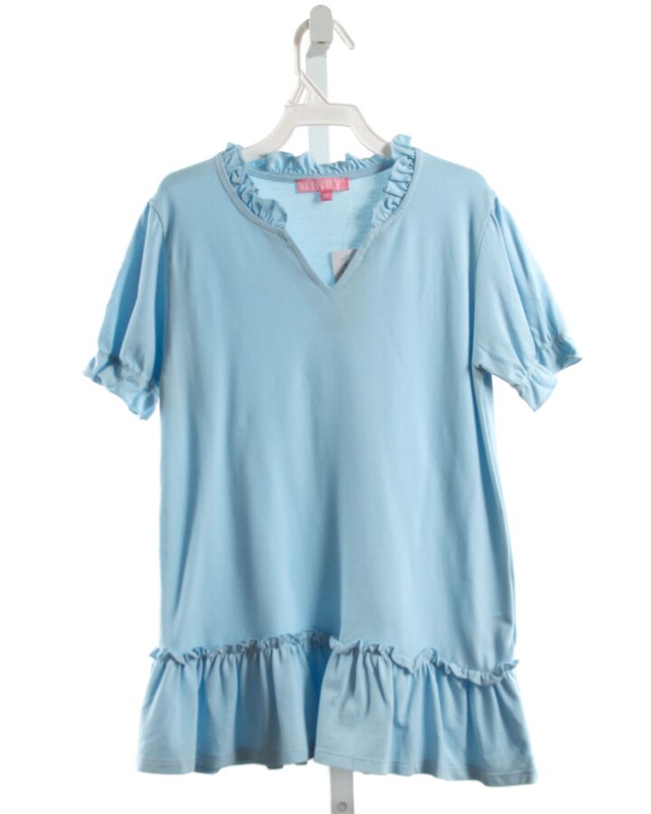 BISBY BY LITTLE ENGLISH  LT BLUE    KNIT SS SHIRT WITH RUFFLE