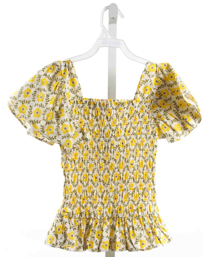 BISBY BY LITTLE ENGLISH  YELLOW  FLORAL SMOCKED SHIRT-SS