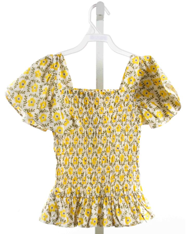 BISBY BY LITTLE ENGLISH  YELLOW  FLORAL SMOCKED SHIRT-SS