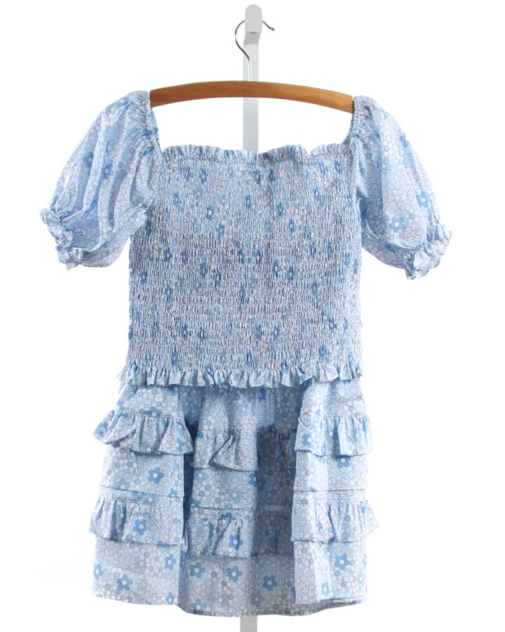 JAMES & LOTTIE  LT BLUE  FLORAL SMOCKED 2-PIECE OUTFIT