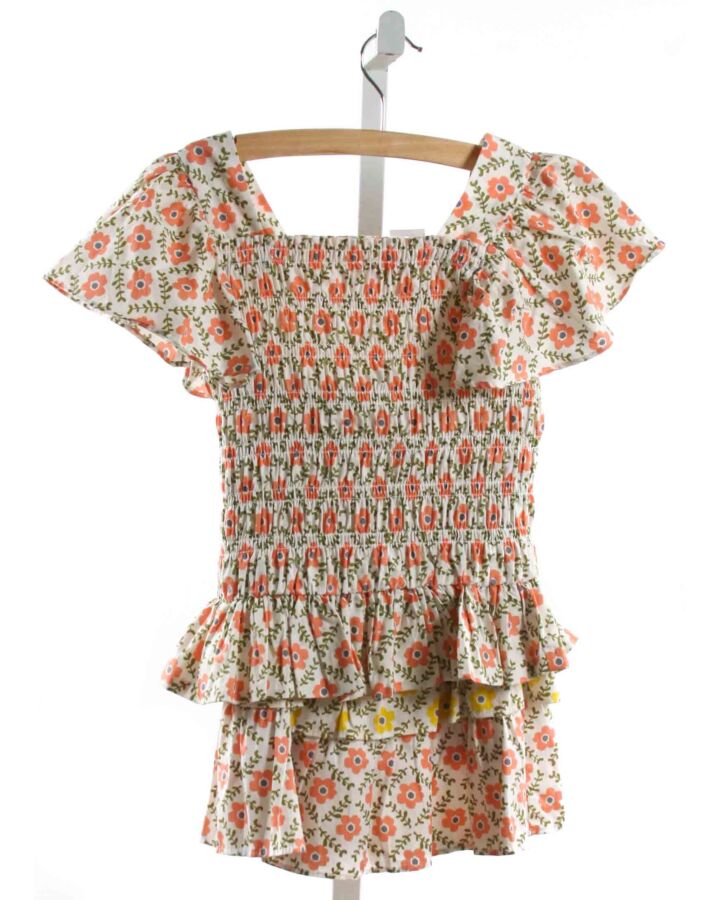 BISBY BY LITTLE ENGLISH  PINK  FLORAL SMOCKED 2-PIECE OUTFIT