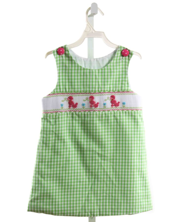 KELLY'S KIDS  LIME GREEN  GINGHAM SMOCKED DRESS