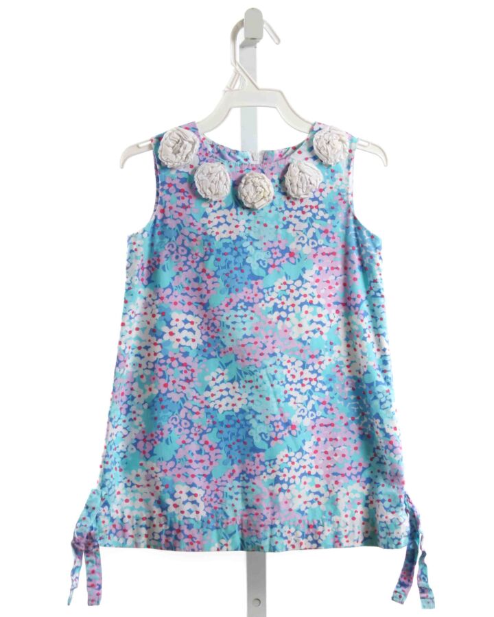 LILLY PULITZER  AQUA  FLORAL APPLIQUED DRESS