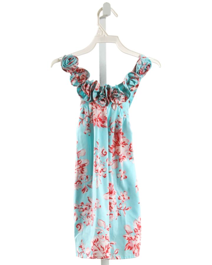 KELLY'S KIDS  AQUA  FLORAL  DRESS WITH RUFFLE