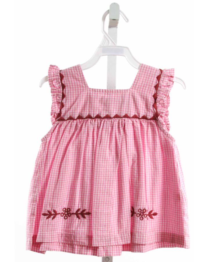 PINK CHICKEN  PINK  GINGHAM EMBROIDERED SLEEVELESS SHIRT