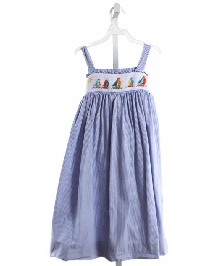 ANAVINI  BLUE  PLAID SMOCKED DRESS