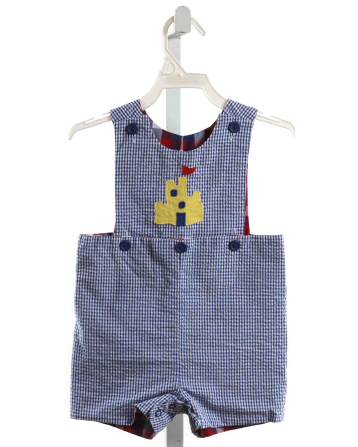 KELLY'S KIDS  BLUE SEERSUCKER GINGHAM APPLIQUED JON JON