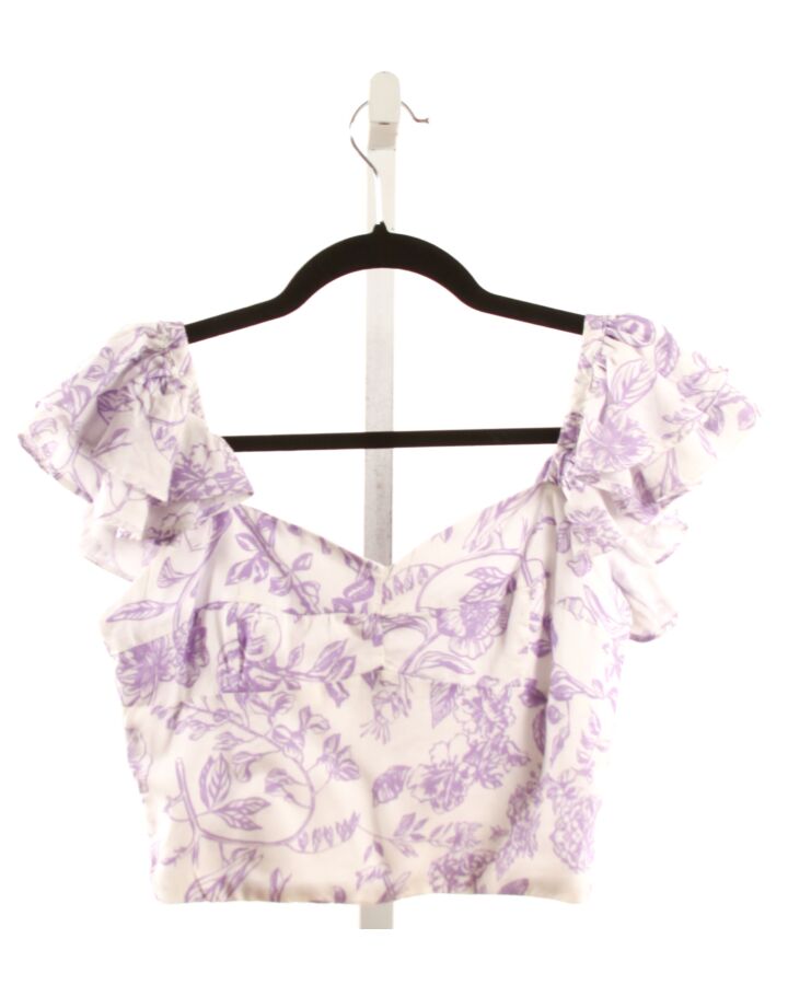 CAKE FOR DINNER  LAVENDER  FLORAL  DRESS SHIRT WITH RUFFLE