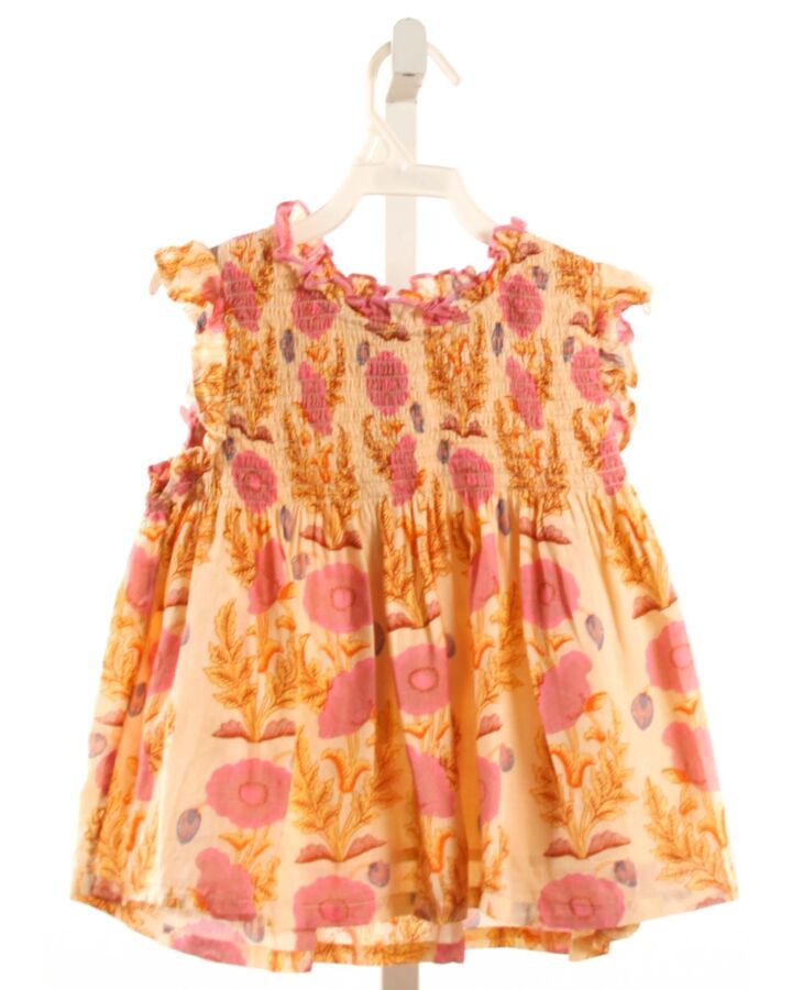 PINK CHICKEN  MULTI-COLOR  FLORAL SMOCKED SLEEVELESS SHIRT