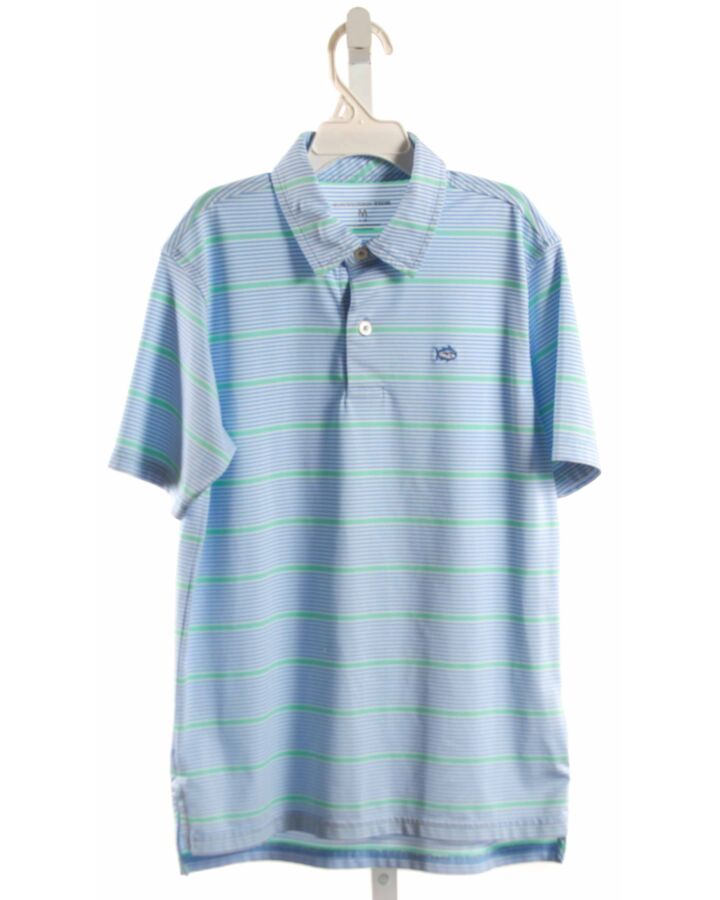 SOUTHERN TIDE  BLUE KNIT STRIPED  KNIT SS SHIRT